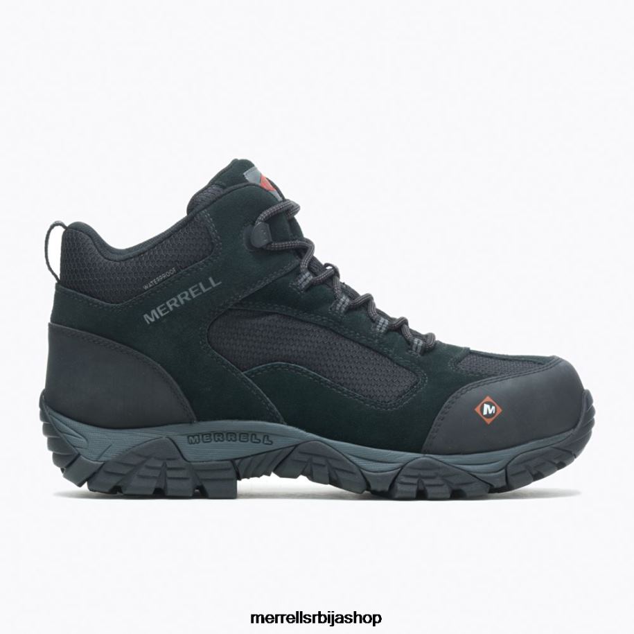 мушкарци моаб старт сред водоотпорне радне чизме (ј099509) Merrell црн ципеле 6X68L433
