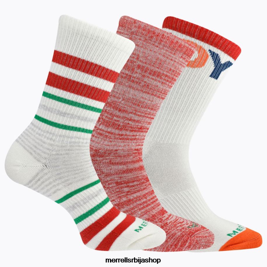 унисек стрипес оф јои црев чарапе од 3 паковања (јсф26608-600) Merrell црвено сортирано Прибор 6X68L358