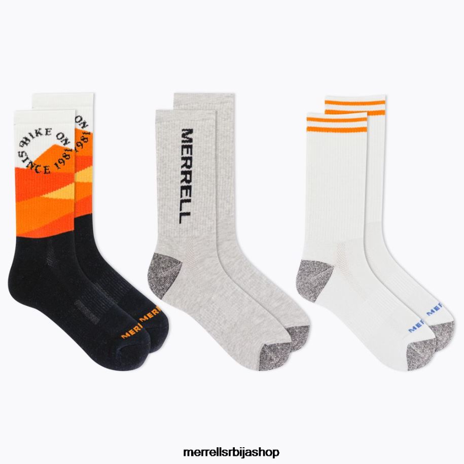 унисек рециклиране чарапе за посаду од 3 паковања (јсф26906-001) Merrell блацк ассортед Прибор 6X68L310